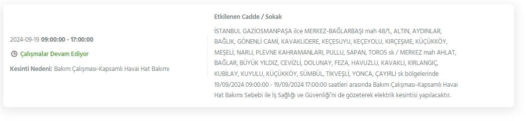 İstanbul'un 19 ilçesinde bu gece yarısından itibaren elektrikler kesiliyor 10